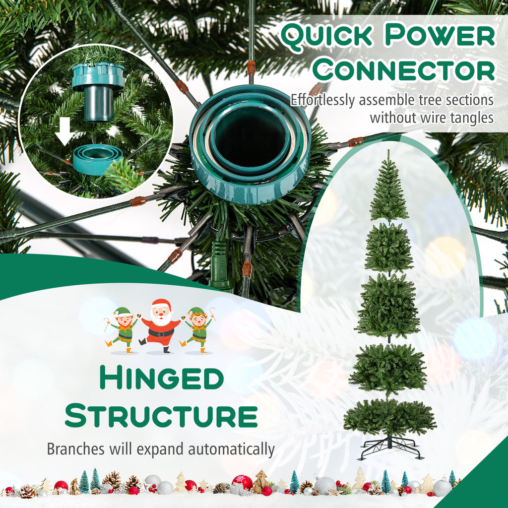 12 FT Tall Prelit Artificial Christmas Tree with 2536 PVC & PE Branch Tips - Hinged Design, Indoor & Outdoor Use