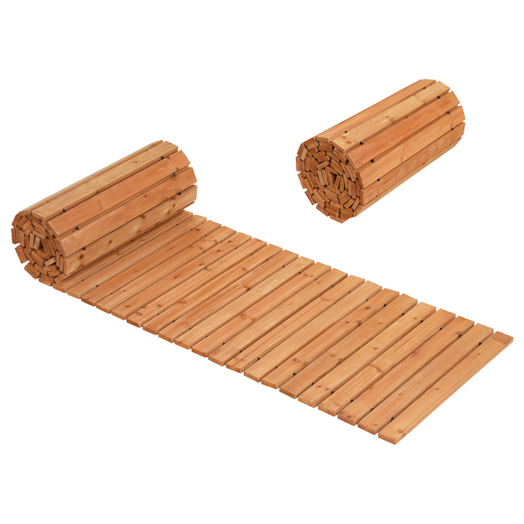 12 FT Wooden Garden Pathway Roll-Out Walkway - Natural Cedar Outdoor Path