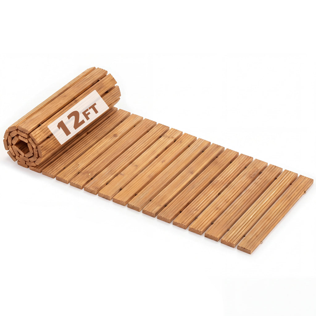 12 Ft Wooden Garden Pathway Roll-Out Walkway - Natural Finish, 22 Inches Wide