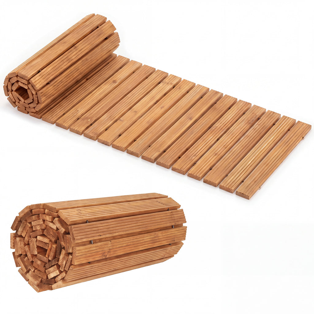12 Ft Wooden Garden Pathway Roll-Out Walkway - Natural Finish, 22 Inches Wide