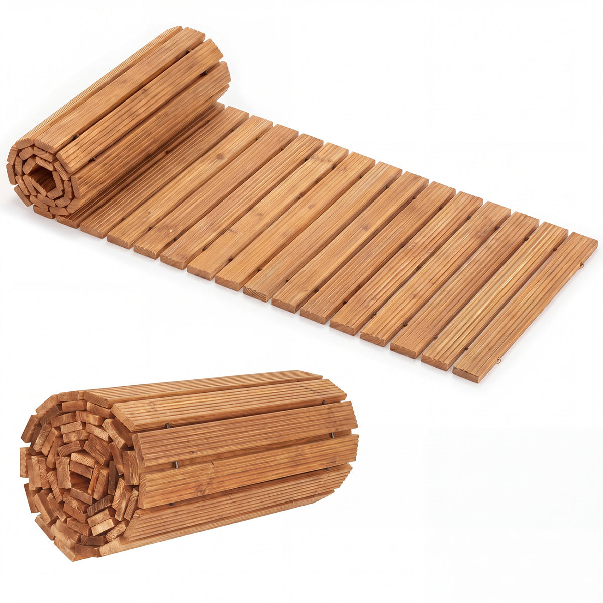 12 Ft Wooden Garden Pathway Roll-Out Walkway - Natural Finish, 22 Inches Wide