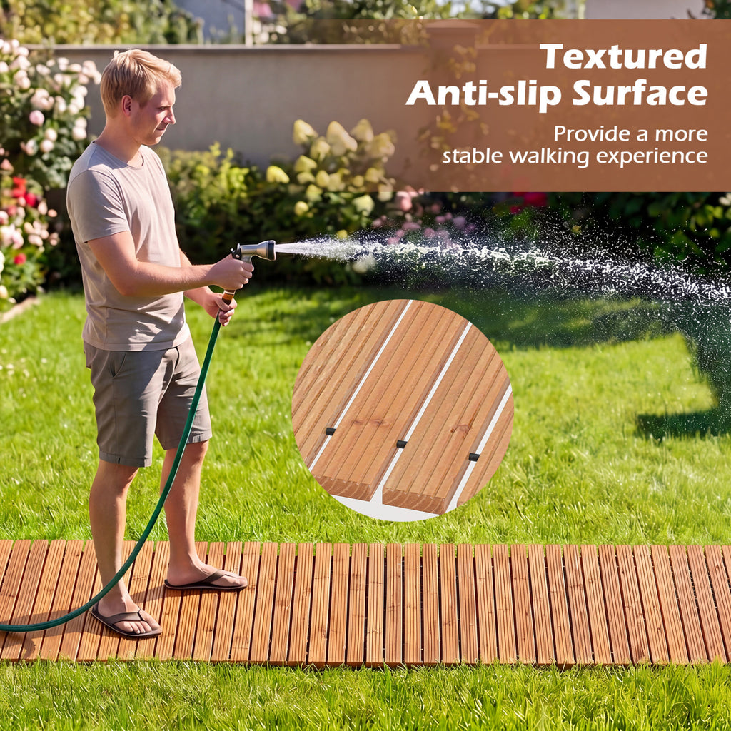 12 Ft Wooden Garden Pathway Roll-Out Walkway - Natural Finish, 22 Inches Wide