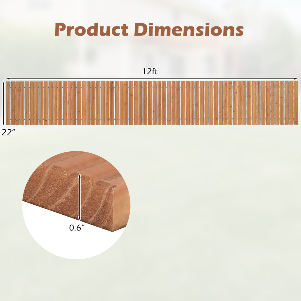 12 Ft Wooden Garden Pathway Roll-Out Walkway - Natural Finish, 22 Inches Wide