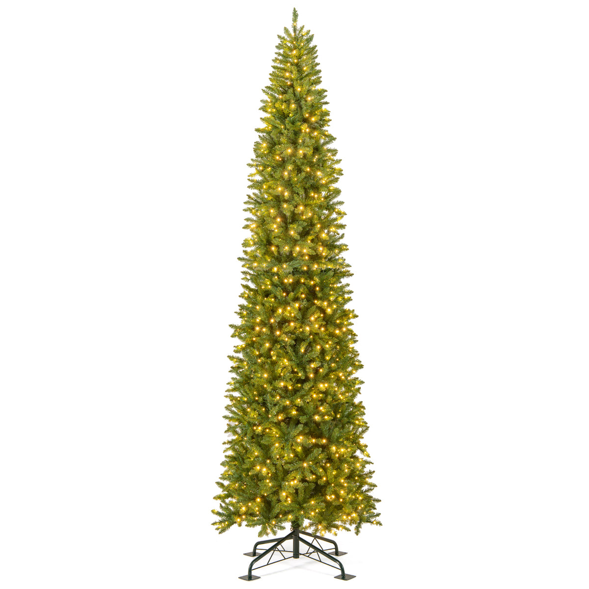 12 Feet Tall Pre-Lit Artificial Christmas Tree Outdoor Indoor Slim Pencil Tree with Lights - Variation of 12 Feet