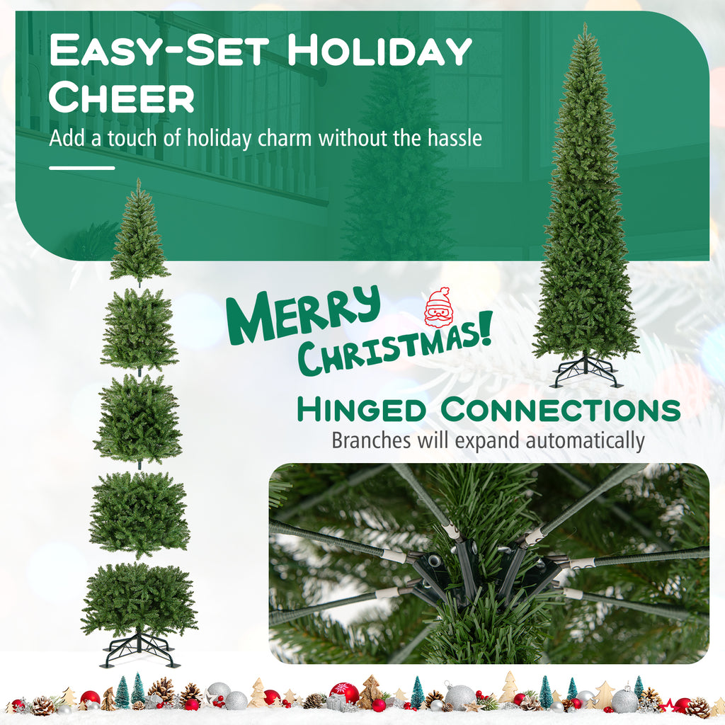 12 Feet Tall Pre-Lit Artificial Christmas Tree Outdoor Indoor Slim Pencil Tree with Lights - Variation of 12 Feet