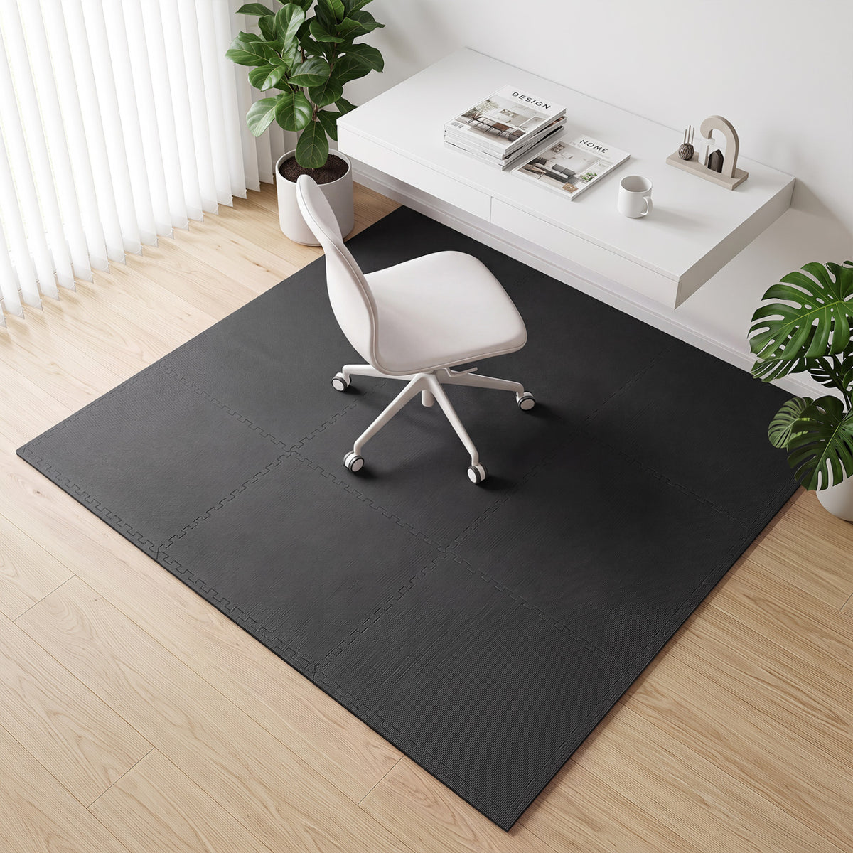 Black 12 Pack Non-Slip Interlocking EVA Foam Floor Tiles - Home Gym & Garage
