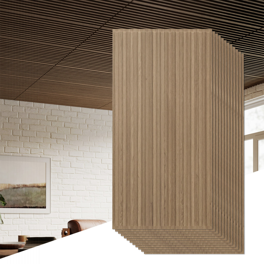 PVC Slat Wall Panels 12-Pack for Interior Wall Decoration - Black