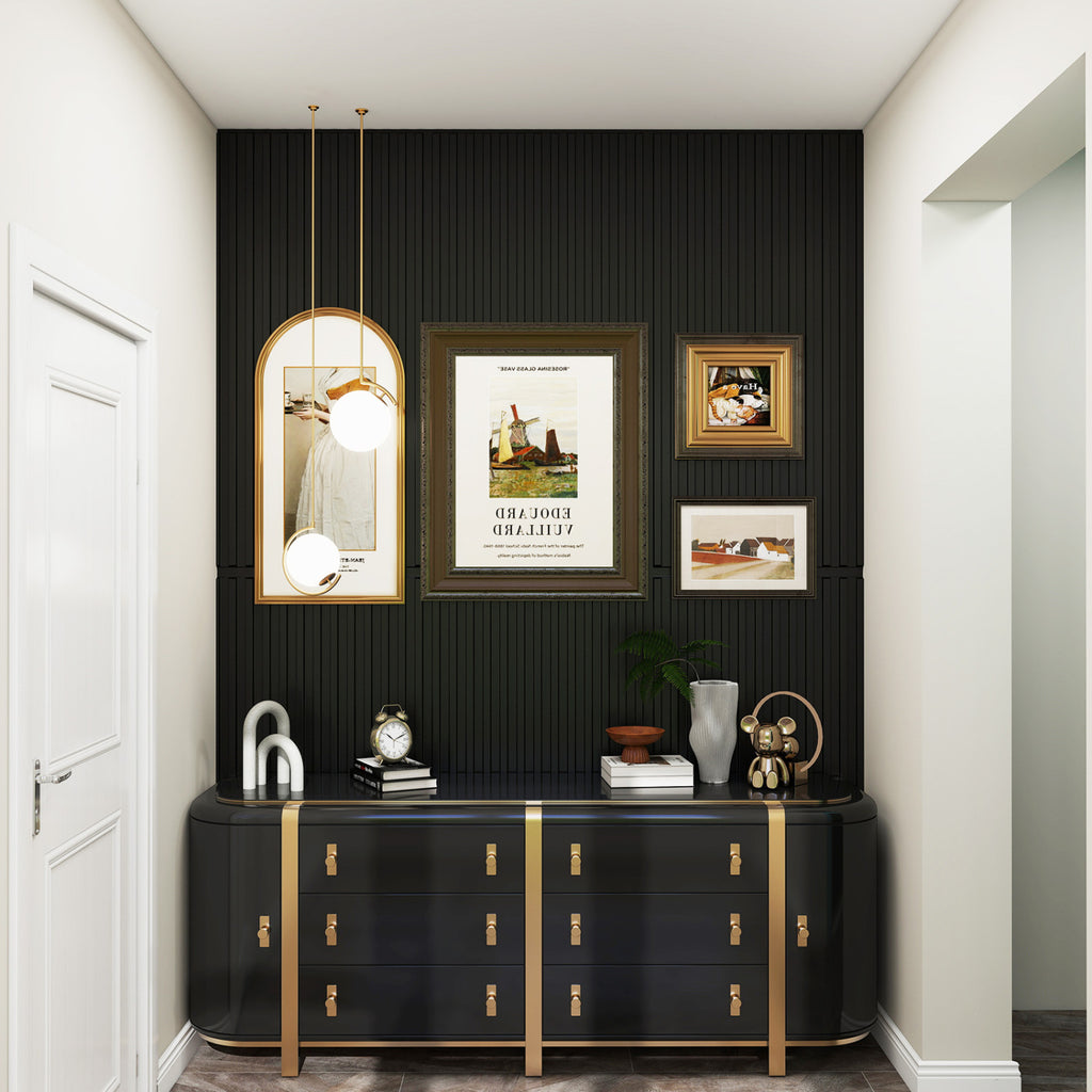 PVC Slat Wall Panels 12-Pack for Interior Wall Decoration - Black