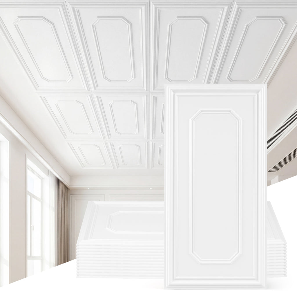 Decorative PVC Ceiling Tiles Set of 1 - 3D Design, Paintable, Easy Install