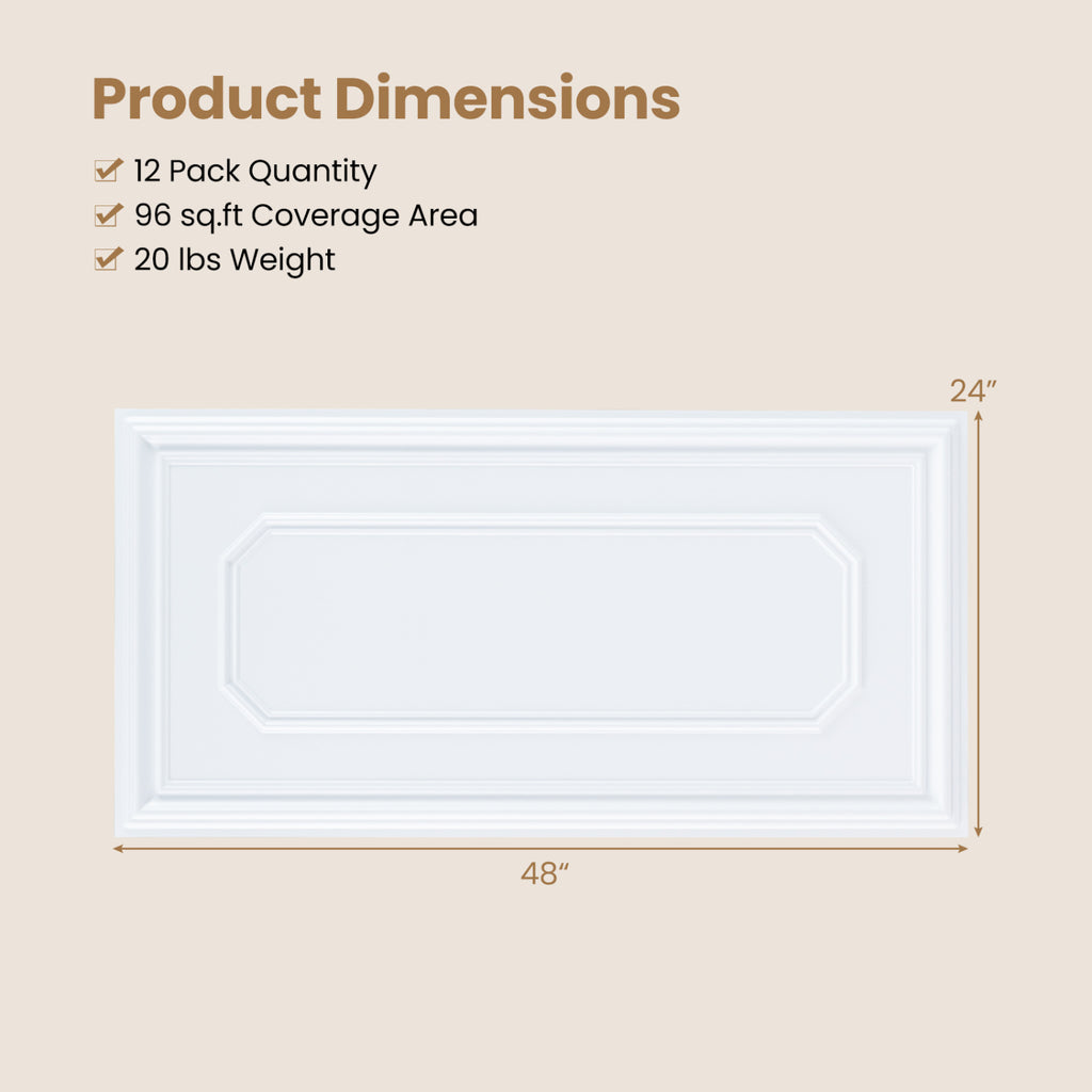 Decorative PVC Ceiling Tiles Set of 1 - 3D Design, Paintable, Easy Install