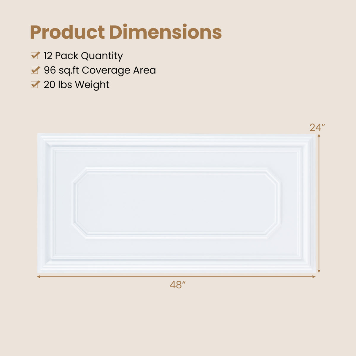 Decorative PVC Ceiling Tiles Set of 1 - 3D Design, Paintable, Easy Install