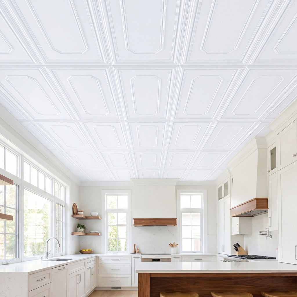 Decorative PVC Ceiling Tiles Set of 1 - 3D Design, Paintable, Easy Install
