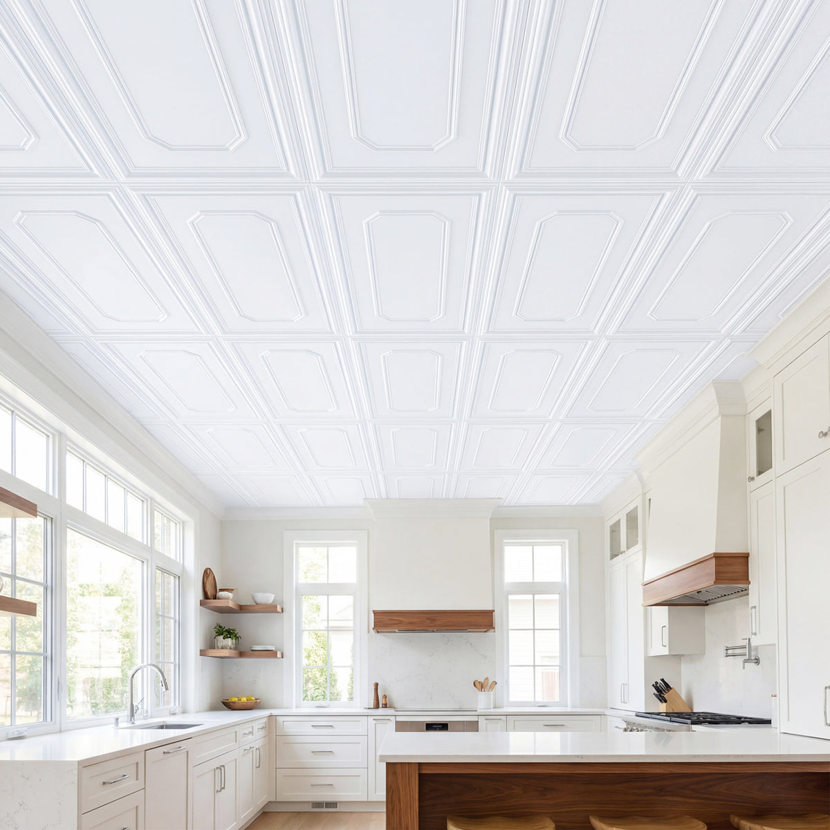 Decorative PVC Ceiling Tiles Set of 1 - 3D Design, Paintable, Easy Install
