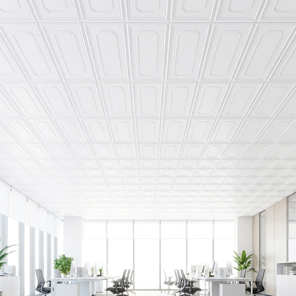 Decorative PVC Ceiling Tiles Set of 1 - 3D Design, Paintable, Easy Install
