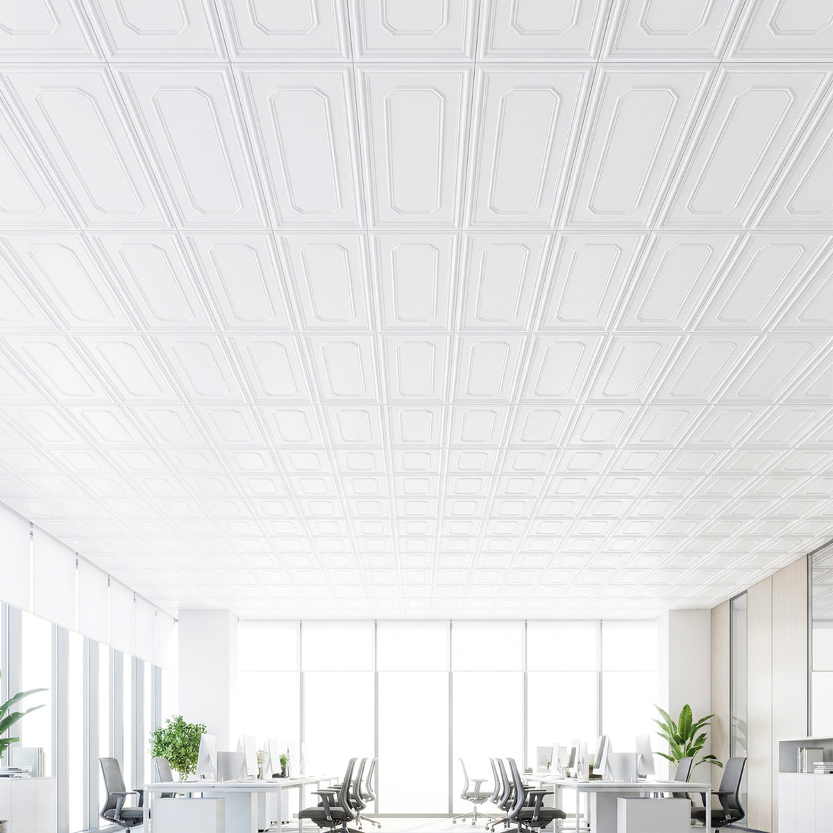 Decorative PVC Ceiling Tiles Set of 1 - 3D Design, Paintable, Easy Install