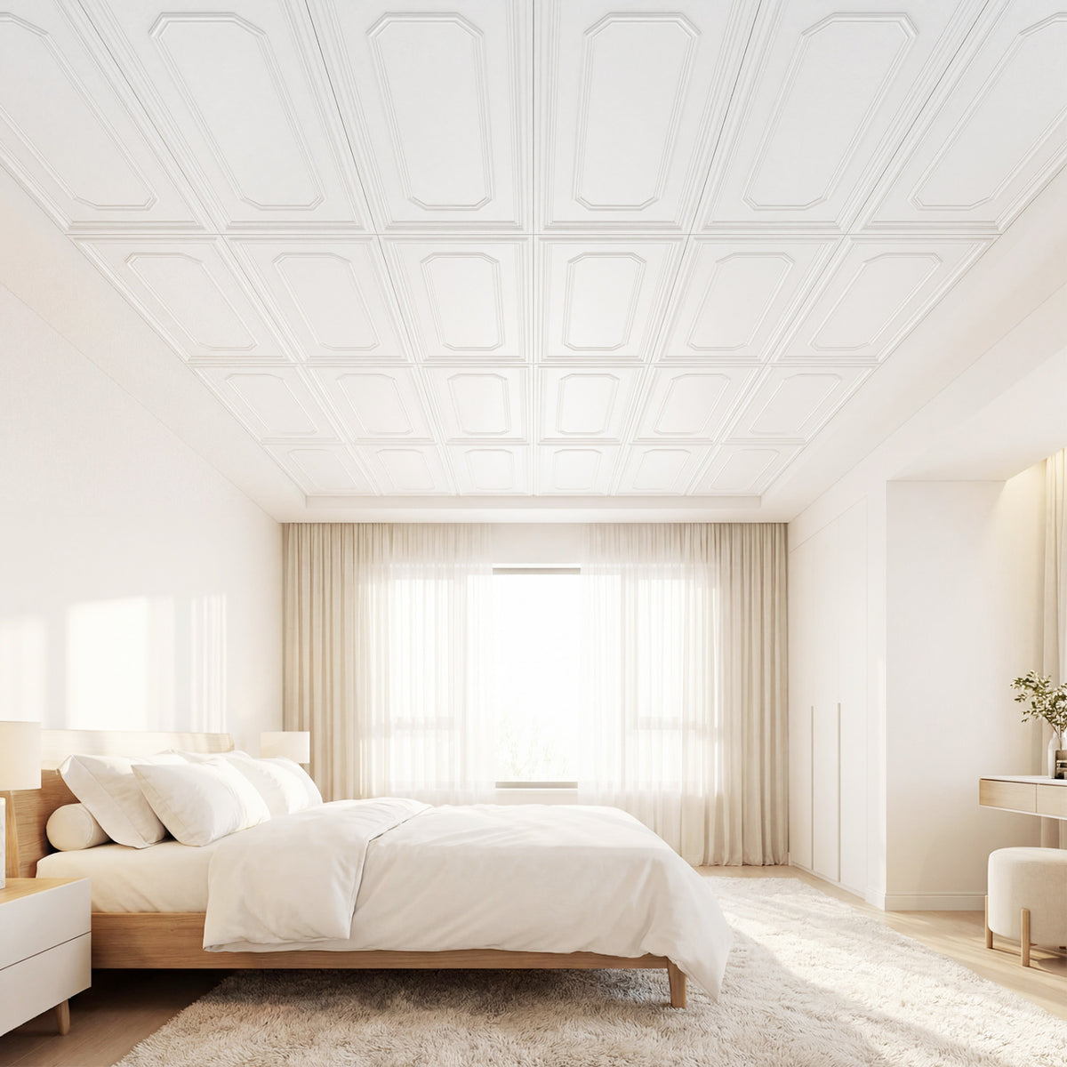 Decorative PVC Ceiling Tiles Set of 1 - 3D Design, Paintable, Easy Install