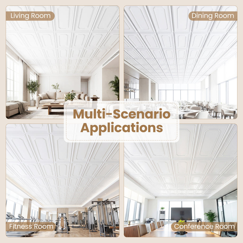 Decorative PVC Ceiling Tiles Set of 1 - 3D Design, Paintable, Easy Install