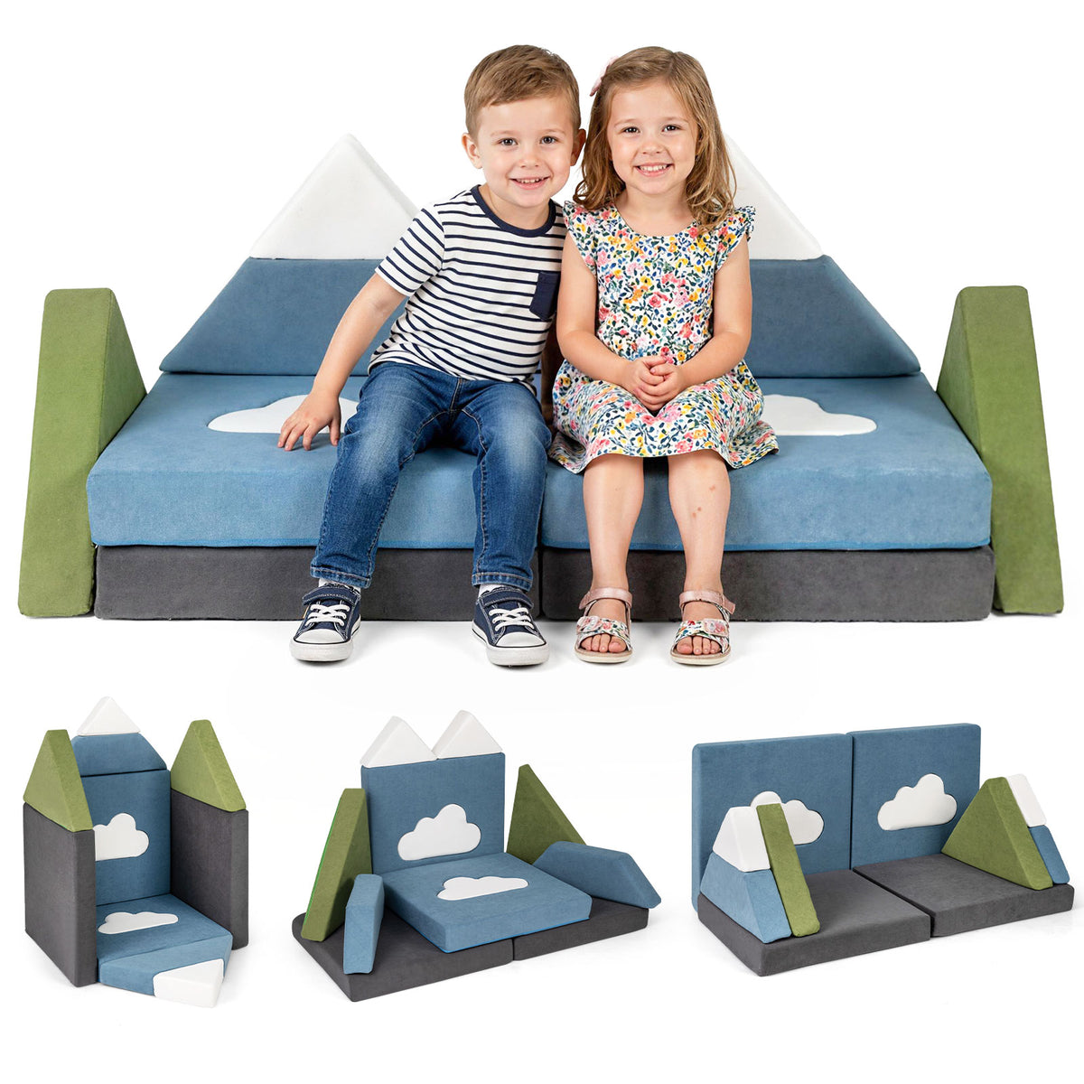 12 Pieces Snow Mountain Theme Toddler Foam Building Fort - Soft & Supportive