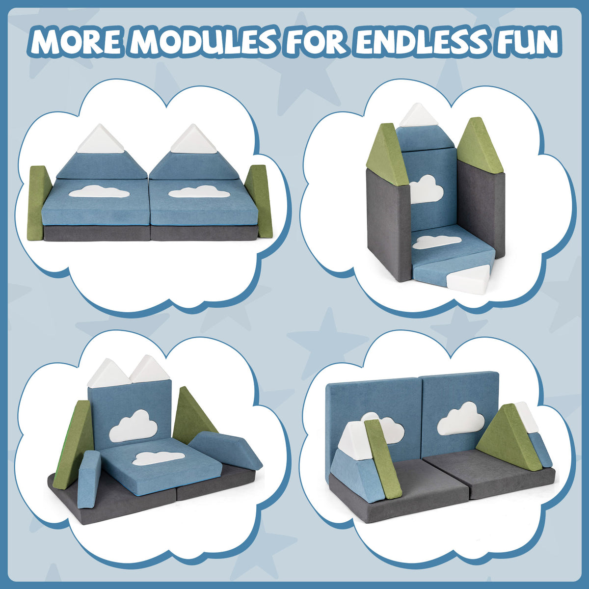 12 Pieces Snow Mountain Theme Toddler Foam Building Fort - Soft & Supportive