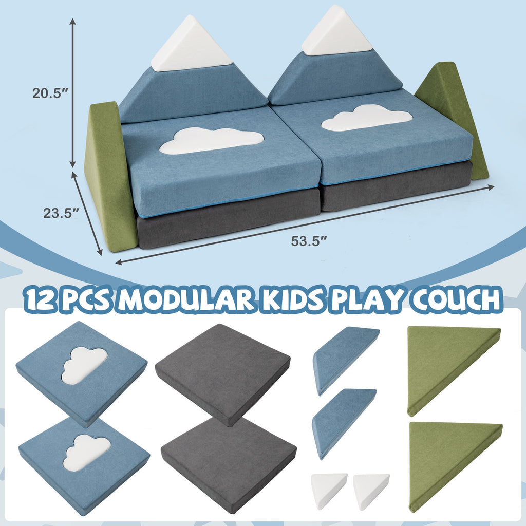 12 Pieces Snow Mountain Theme Toddler Foam Building Fort - Soft & Supportive