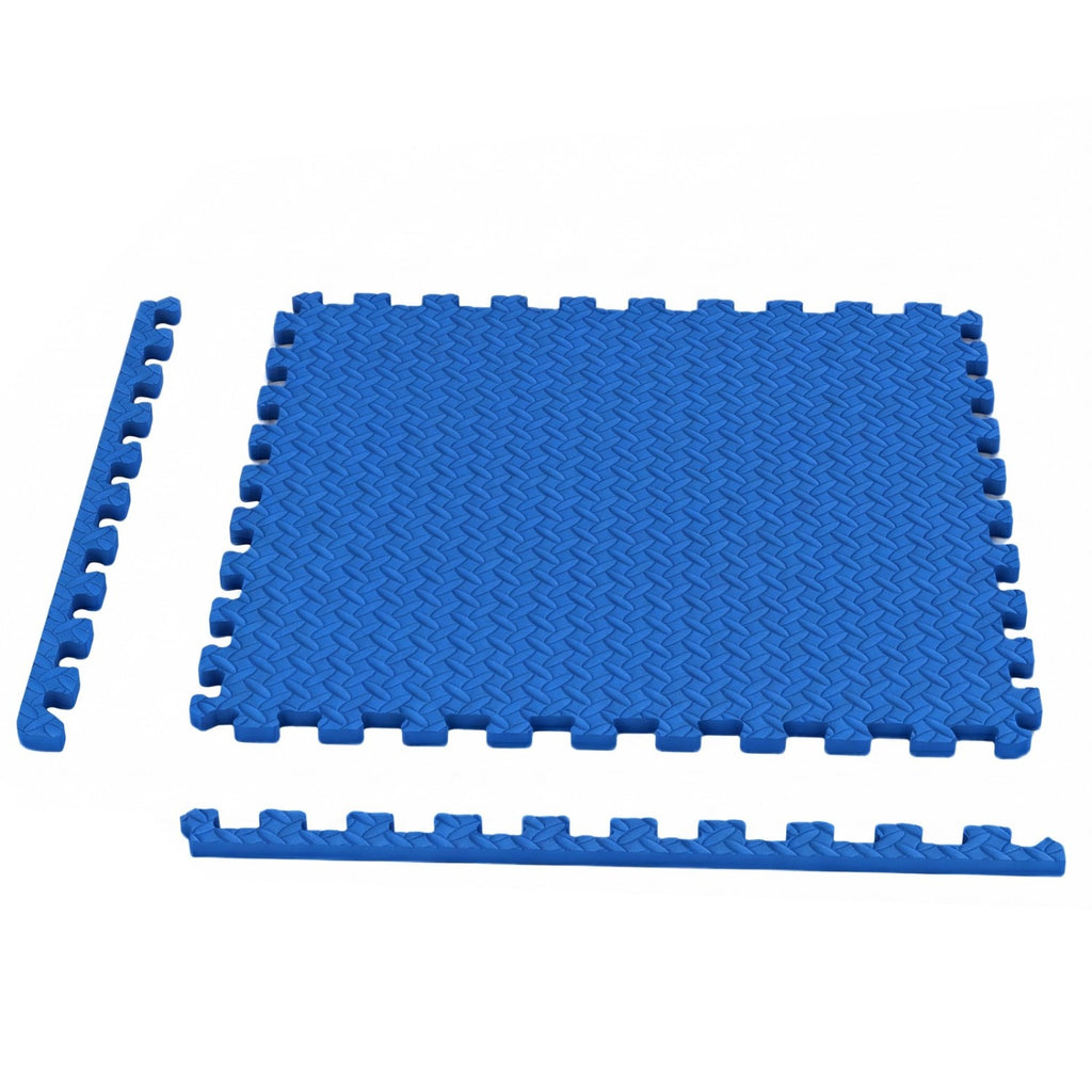 12 Tiles Puzzle Exercise Floor Mats - Blue Interlocking EVA Workout Tiles