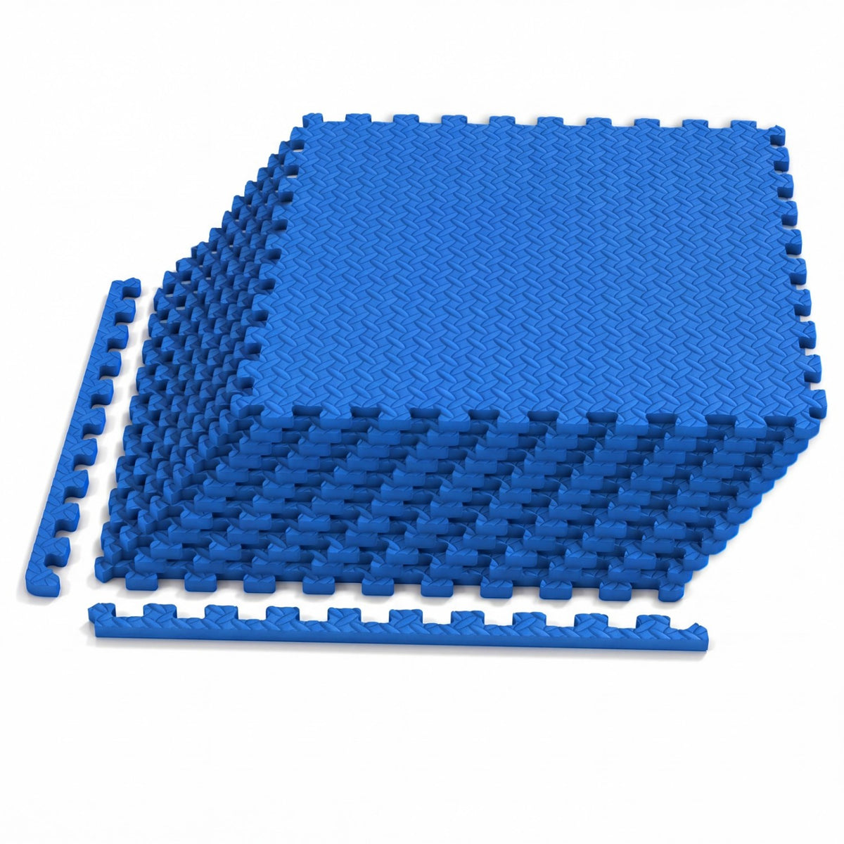 12 Tiles Puzzle Exercise Floor Mats - Blue Interlocking EVA Workout Tiles