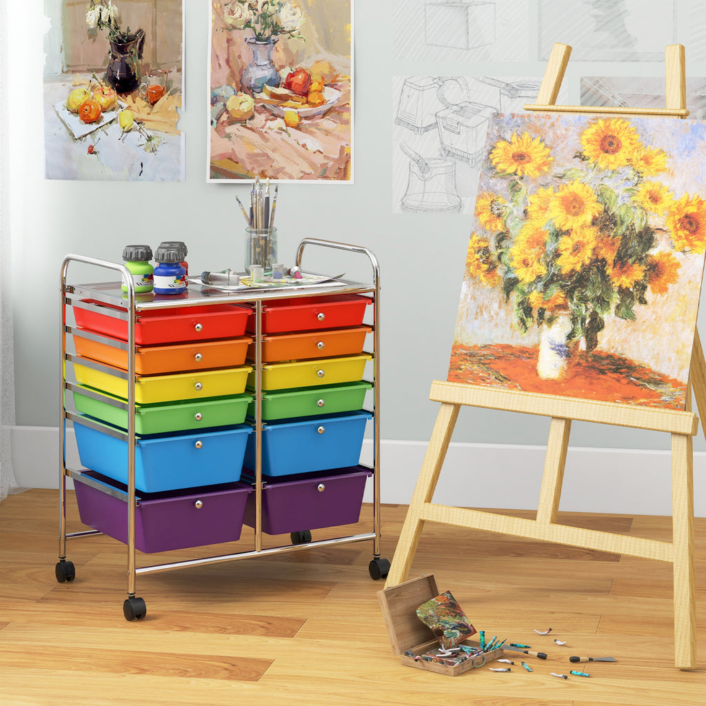 12-Drawer Rolling Storage Cart, Multicolor