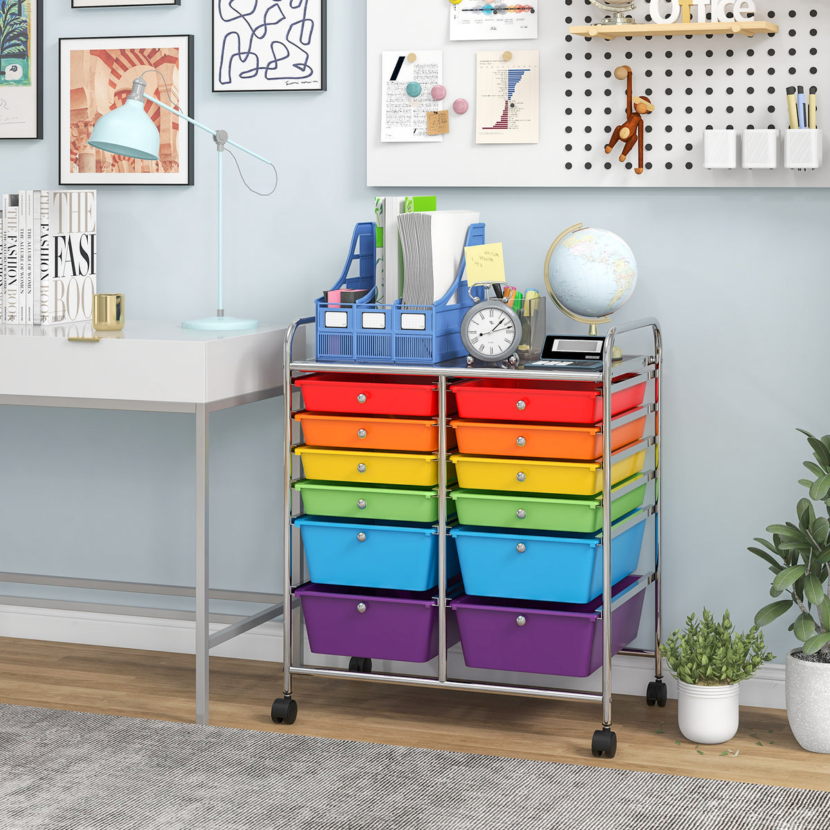 12-Drawer Rolling Storage Cart, Multicolor