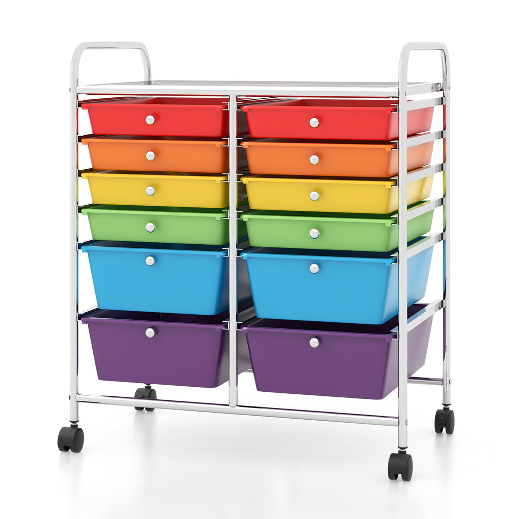 12-Drawer Rolling Storage Cart, Multicolor