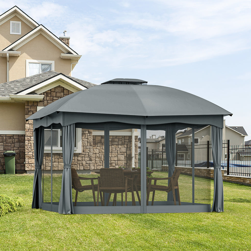 12 x 10 Feet Canopy Double Vented Heavy Duty Steel Gazebo