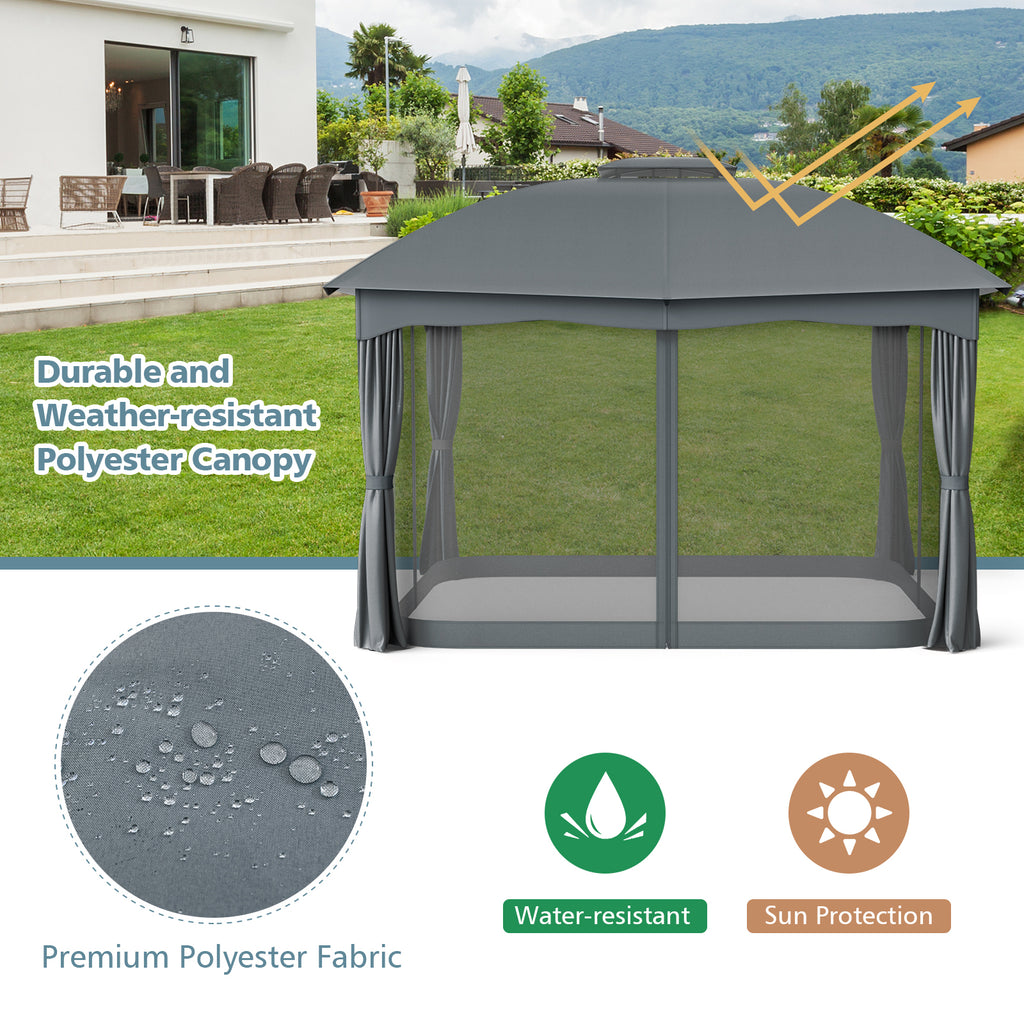12 x 10 Feet Canopy Double Vented Heavy Duty Steel Gazebo
