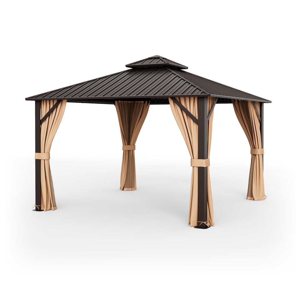 12 x Feet Double-Roof Patio Hardtop Gazebo with Galvanized Steel Roof