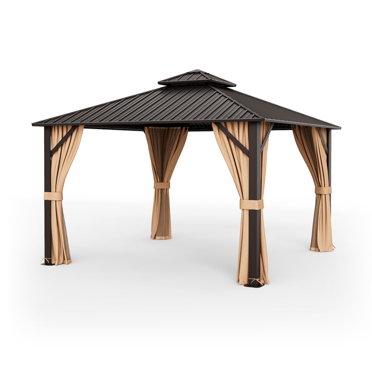 12 x Feet Double-Roof Patio Hardtop Gazebo with Galvanized Steel Roof