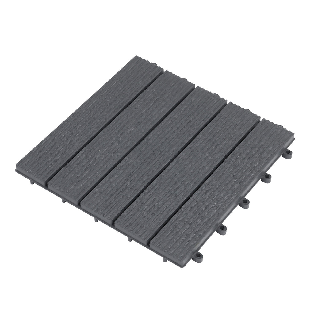 12x12 Waterproof PP Plastic Interlocking Deck Tiles for Patio - Gray