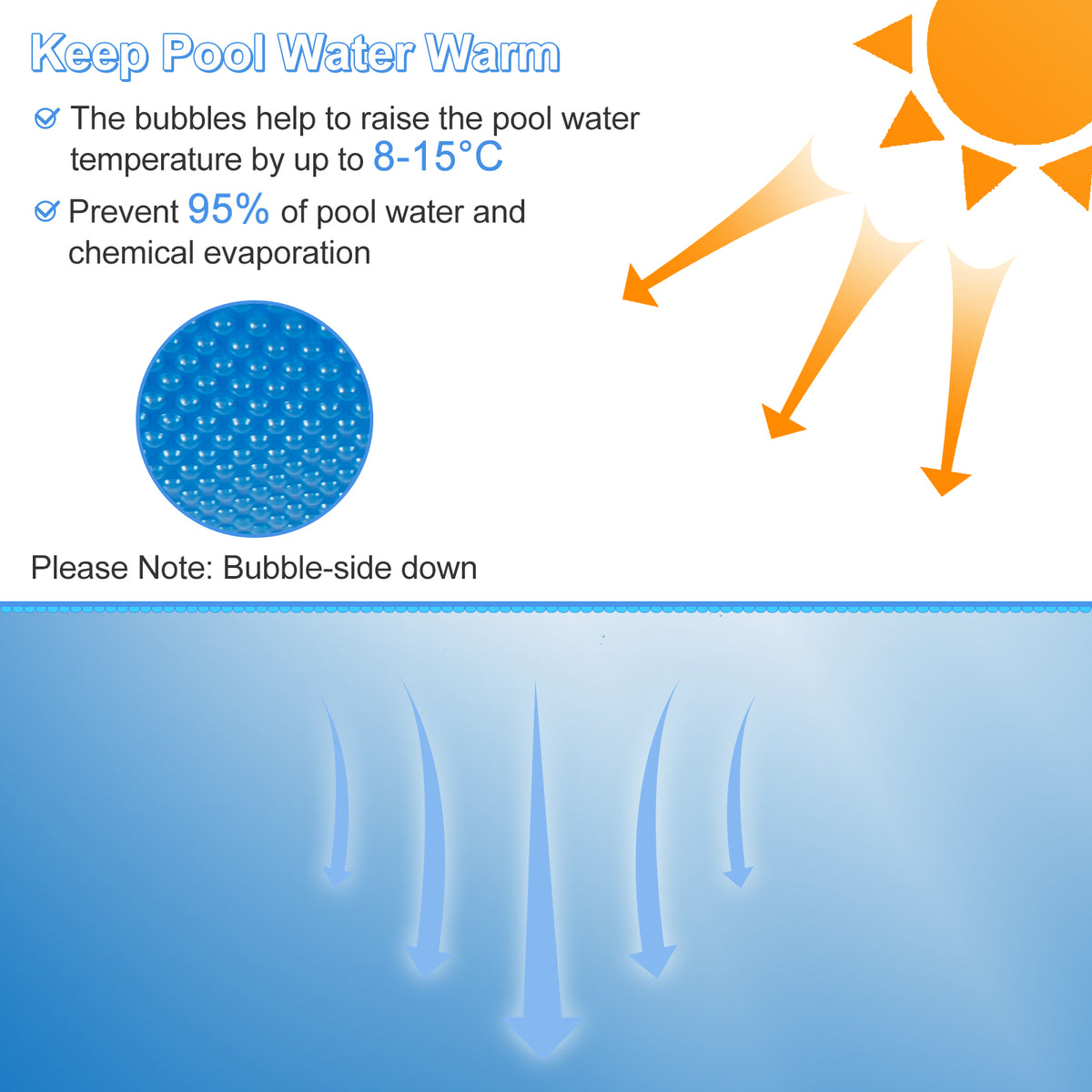 Rectangle Swimming Pool Cover 12-MIL Heat Retaining Solar Blanket