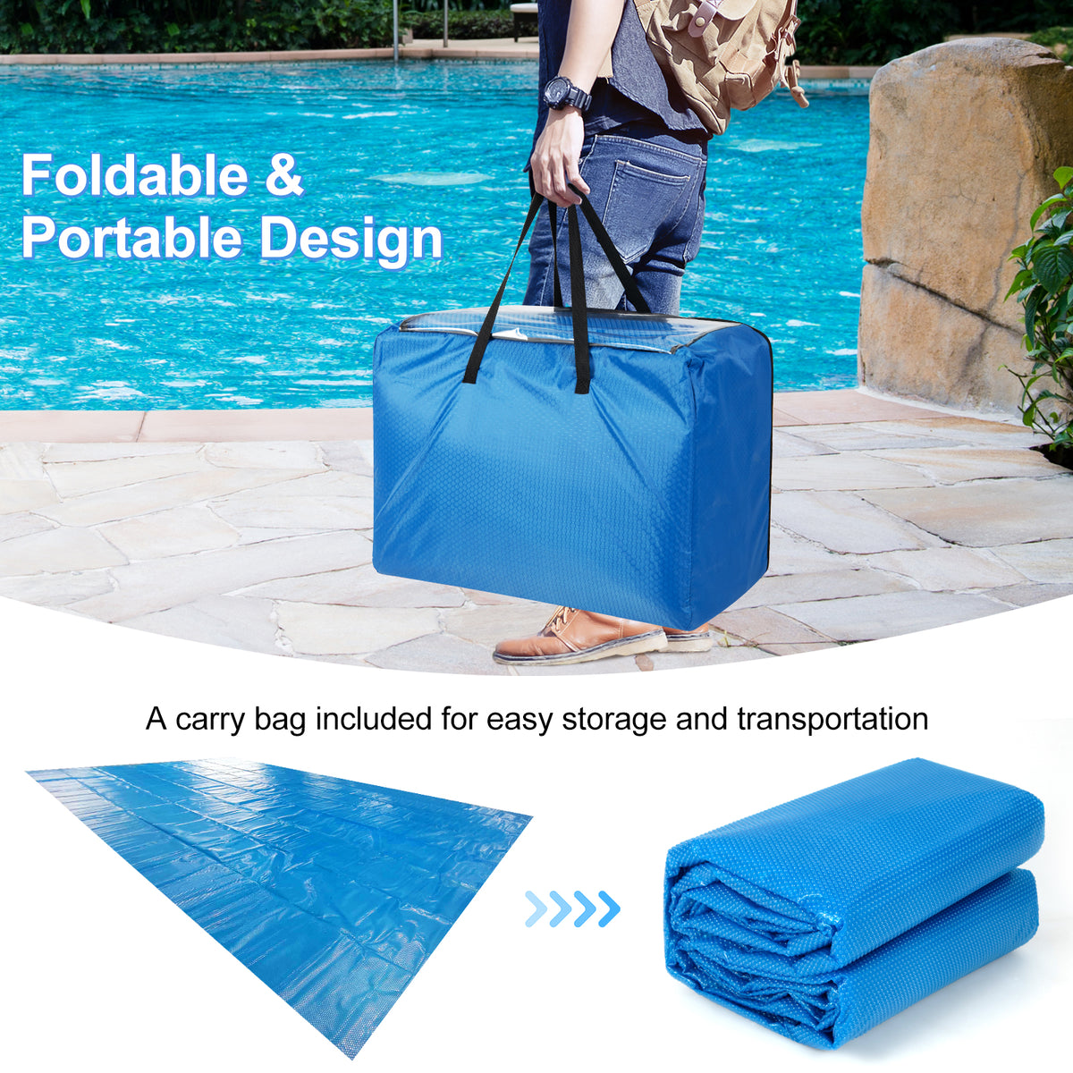 Rectangle Swimming Pool Cover 12-MIL Heat Retaining Solar Blanket