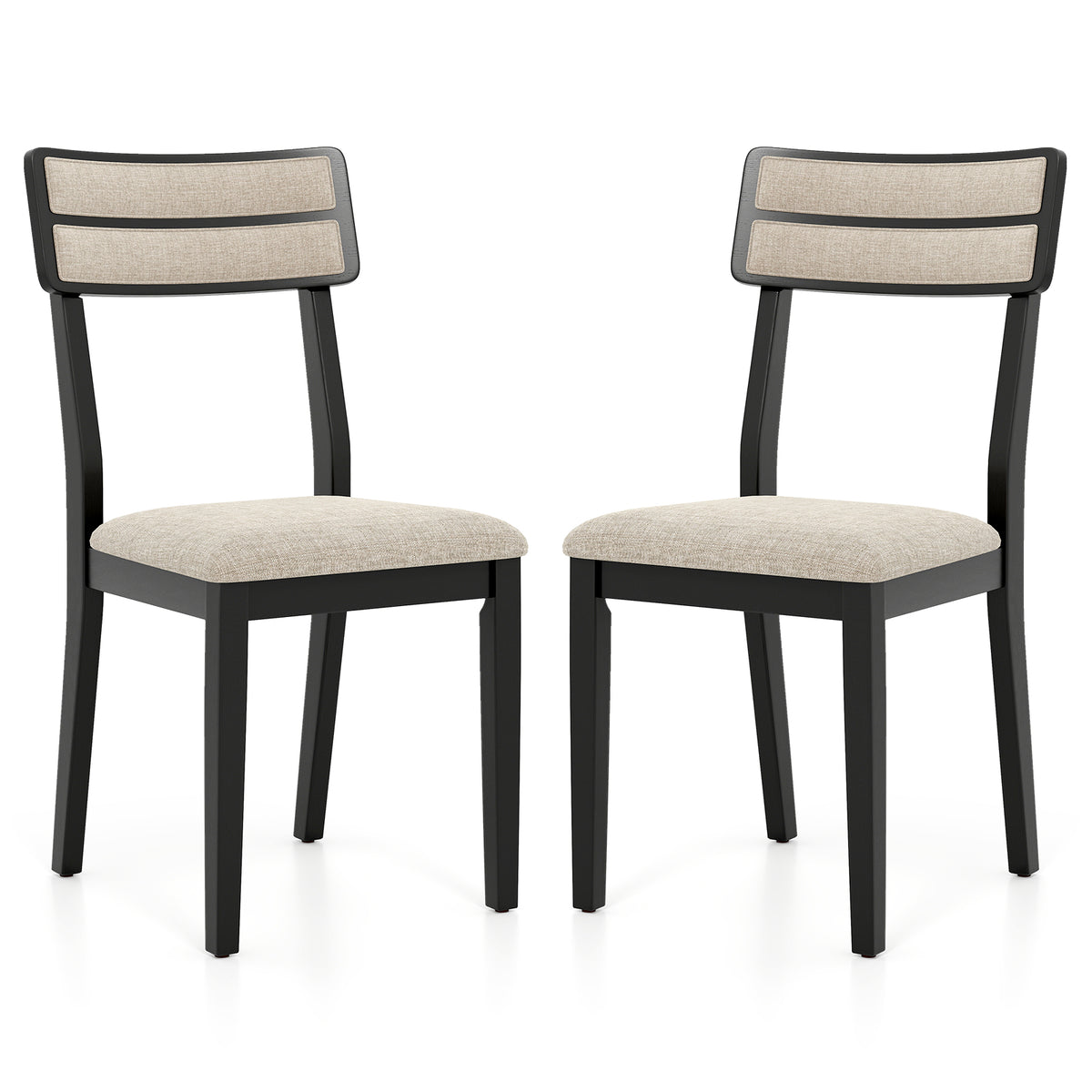 Dining Chairs Set of 2 with Tilt Backrest – Black