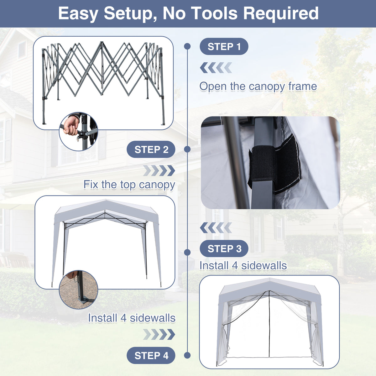Pop up Canopy Tent wiht 4 Sidewalls Mesh Netting Wheeled Bag