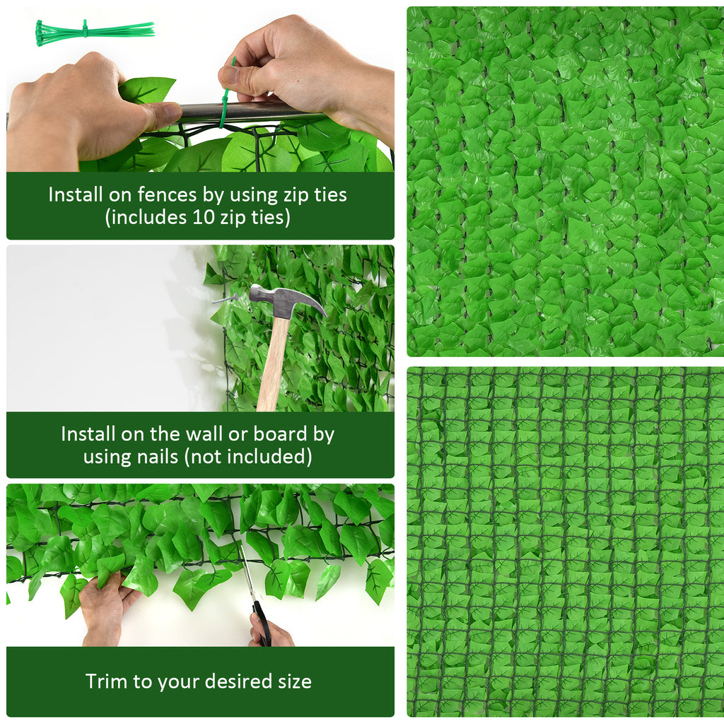 Artificial Ivy Privacy Fence 118x39 Inch Faux Hedge for Garden & Outdoor - 1 Piece