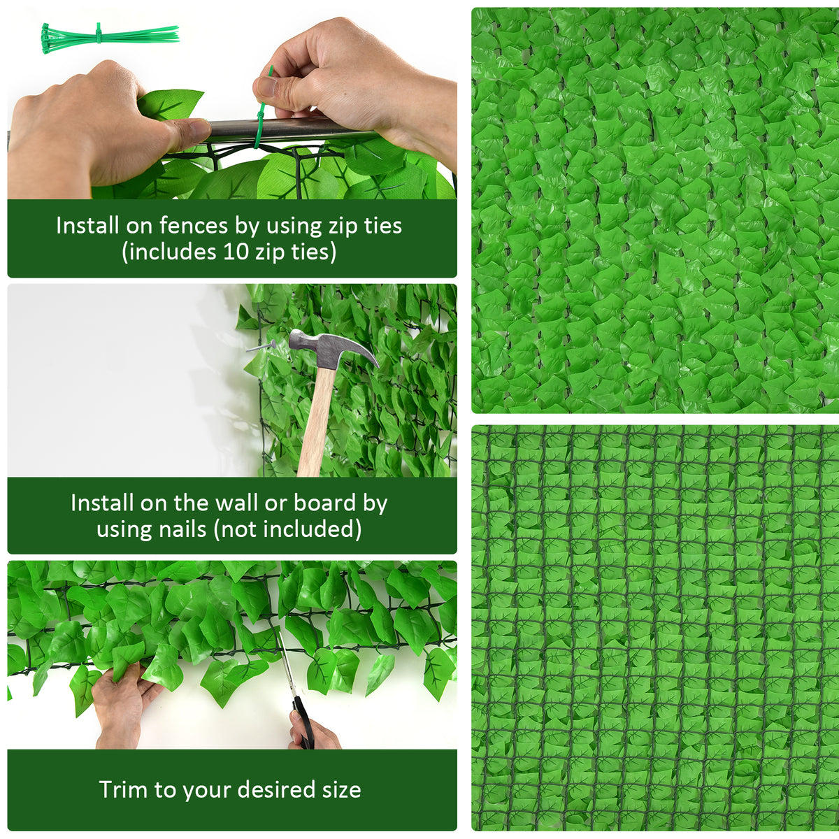 Artificial Ivy Privacy Fence 118x39 Inch Faux Hedge for Garden & Outdoor - 1 Piece