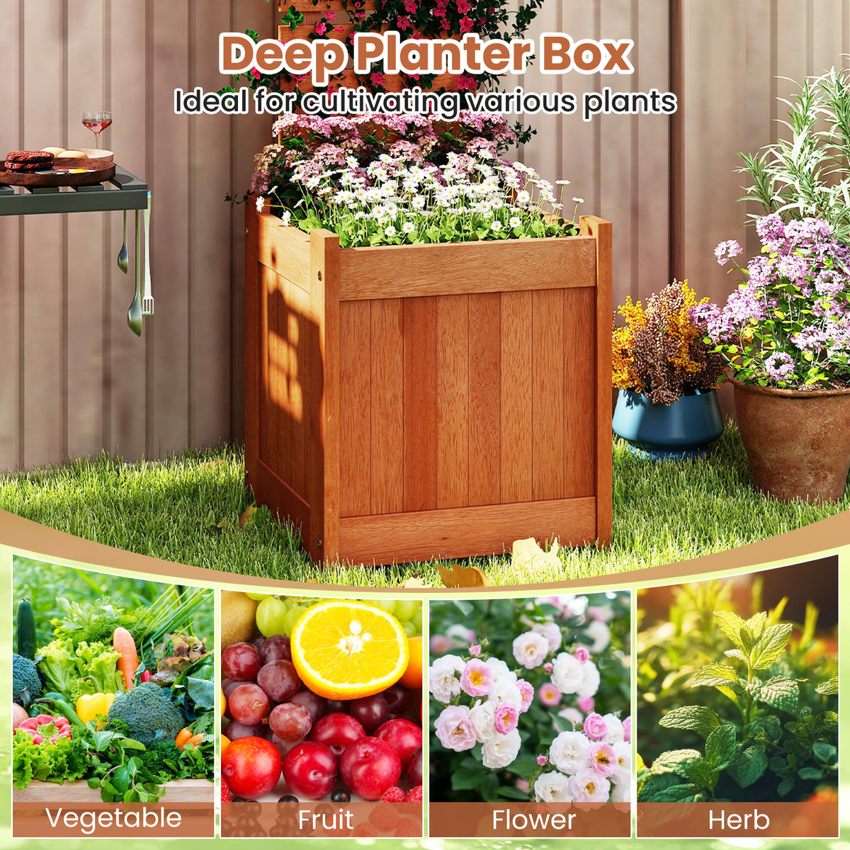 Wooden Raised Garden Bed with Trellis - Intersecting Parallels