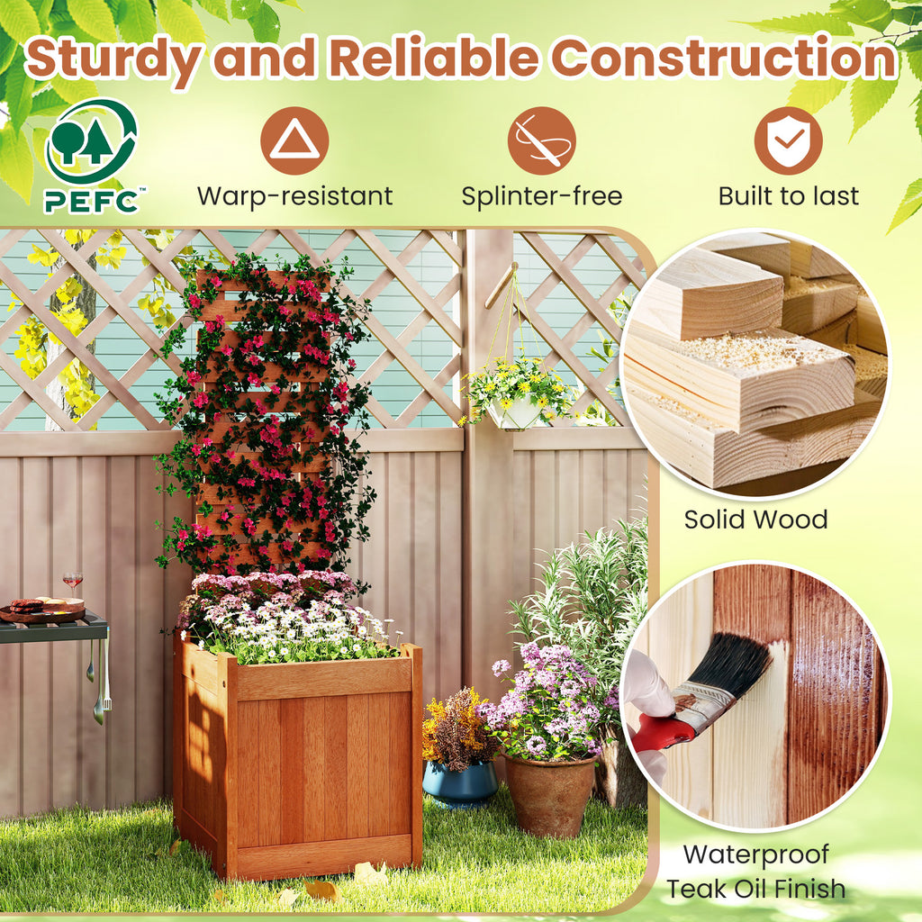 Wooden Raised Garden Bed with Trellis - Intersecting Parallels