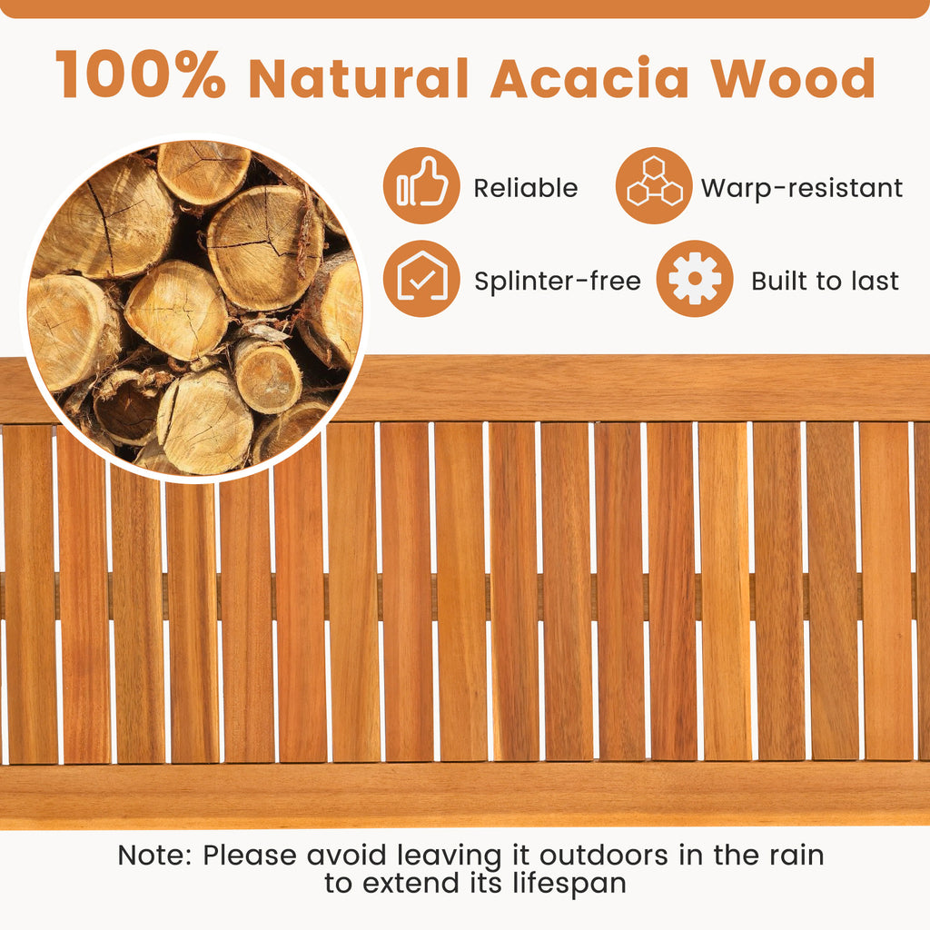 Acacia Wood Outdoor Bench 48 Inch - Garden Seating
