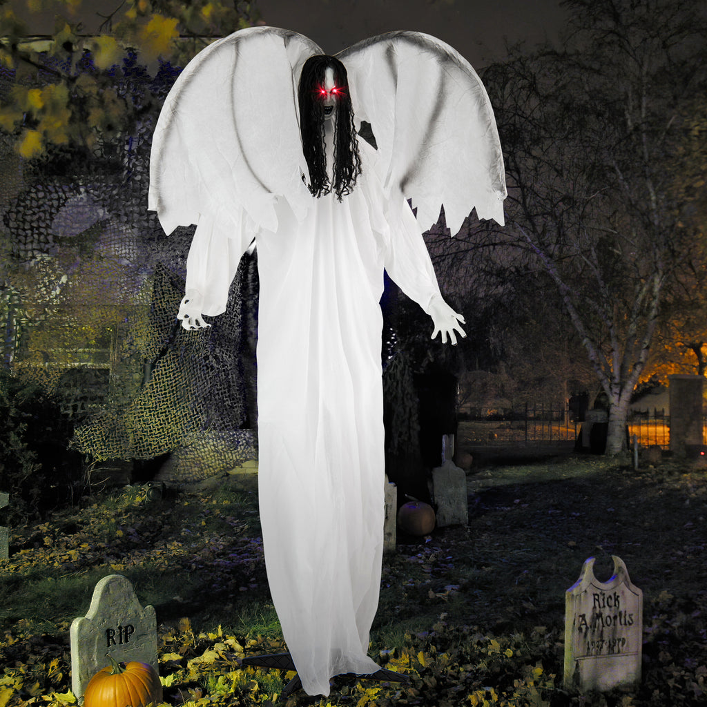 6.6 Feet Halloween Animatronic Standing Angel with Sound-Activated Lights & Flapping Wings — Variation of THIS Listing