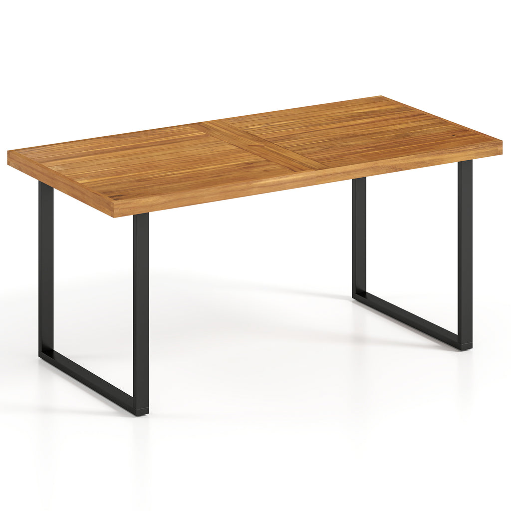 Acacia Wood Dining Table for 6 People Wooden Rectangular
