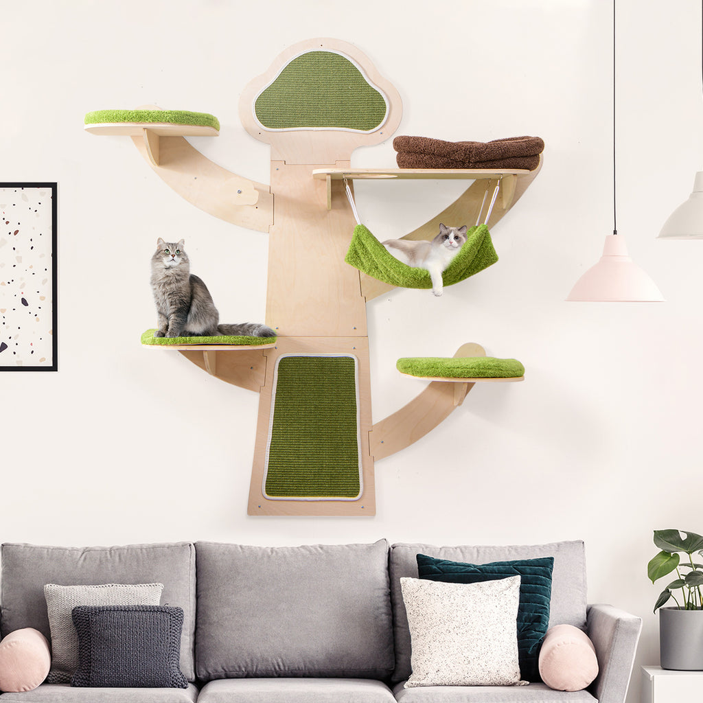 Wall-Mounted Cat Tower with Bed & Shelves - Green Variation of THIS Listing