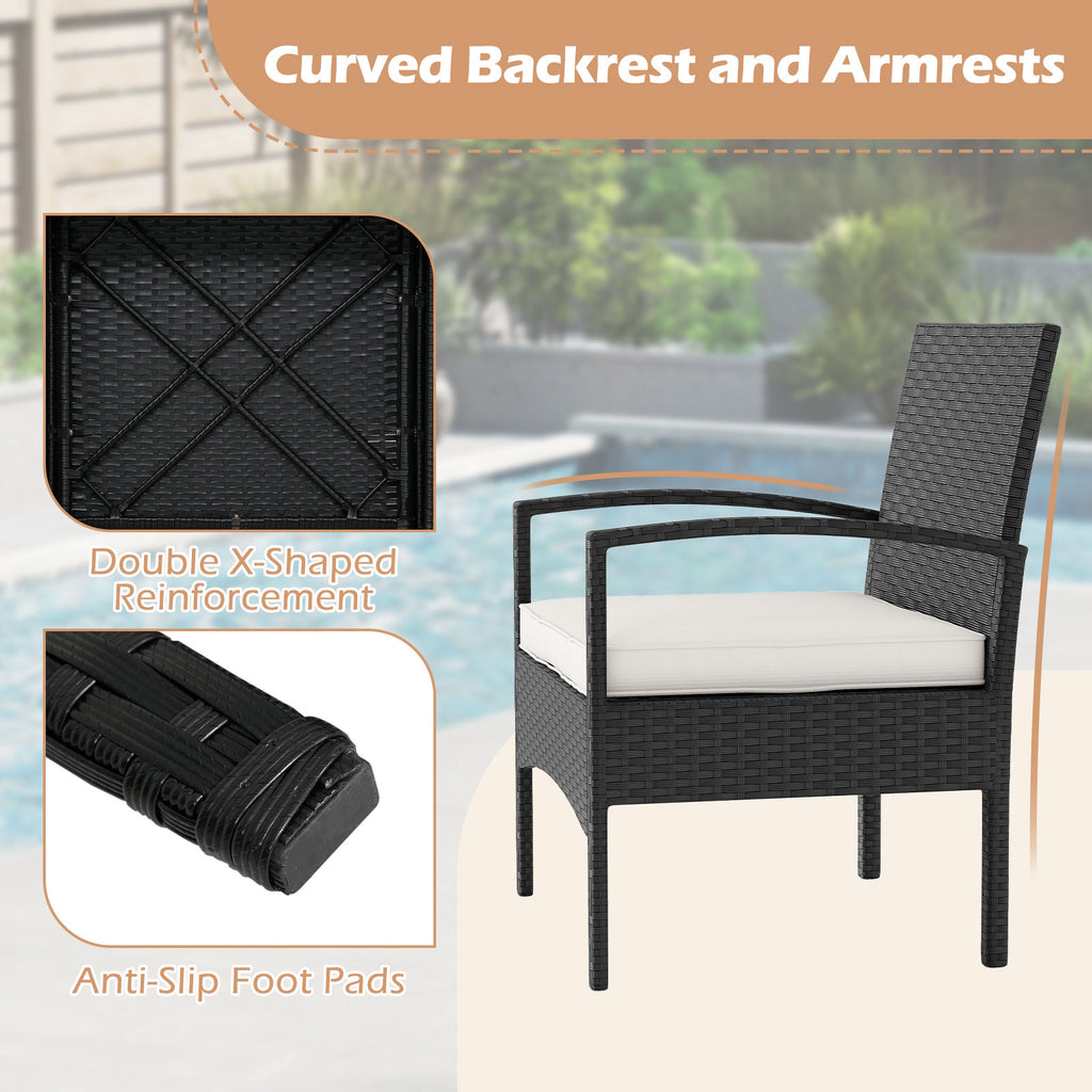 3-Piece Patio Furniture Set Rattan Bistro Chairs with Table