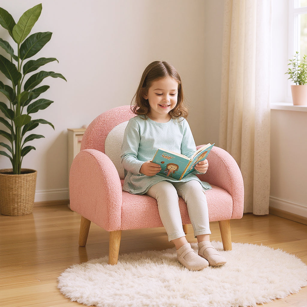 Kids Armchair Pink with Comfy Backrest & Armrests - Costway
