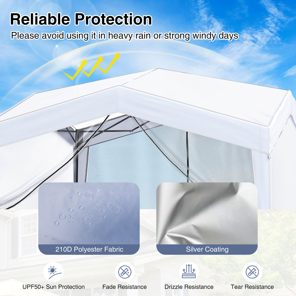 Pop up Canopy Tent wiht 4 Sidewalls Mesh Netting Wheeled Bag