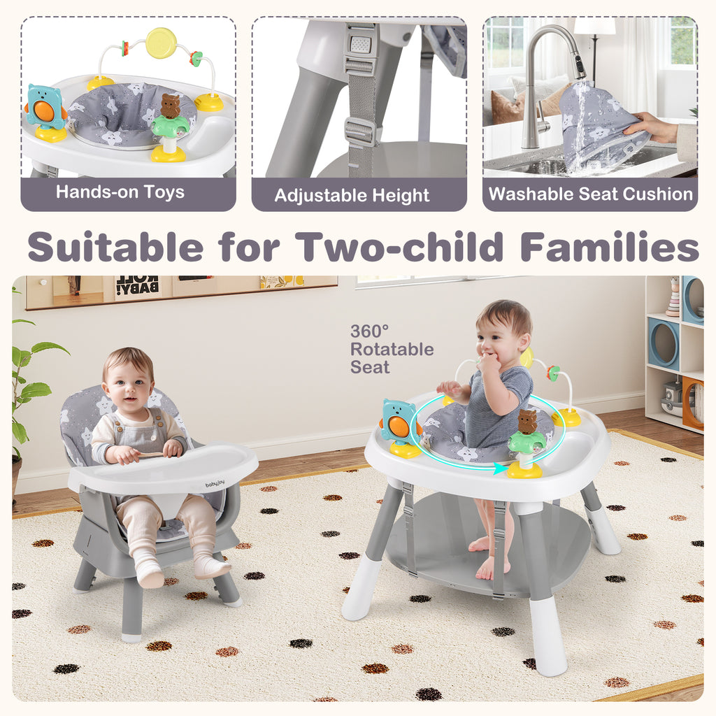 16-in-1 Baby High Chair with Activity Center & Booster Seat, Gray